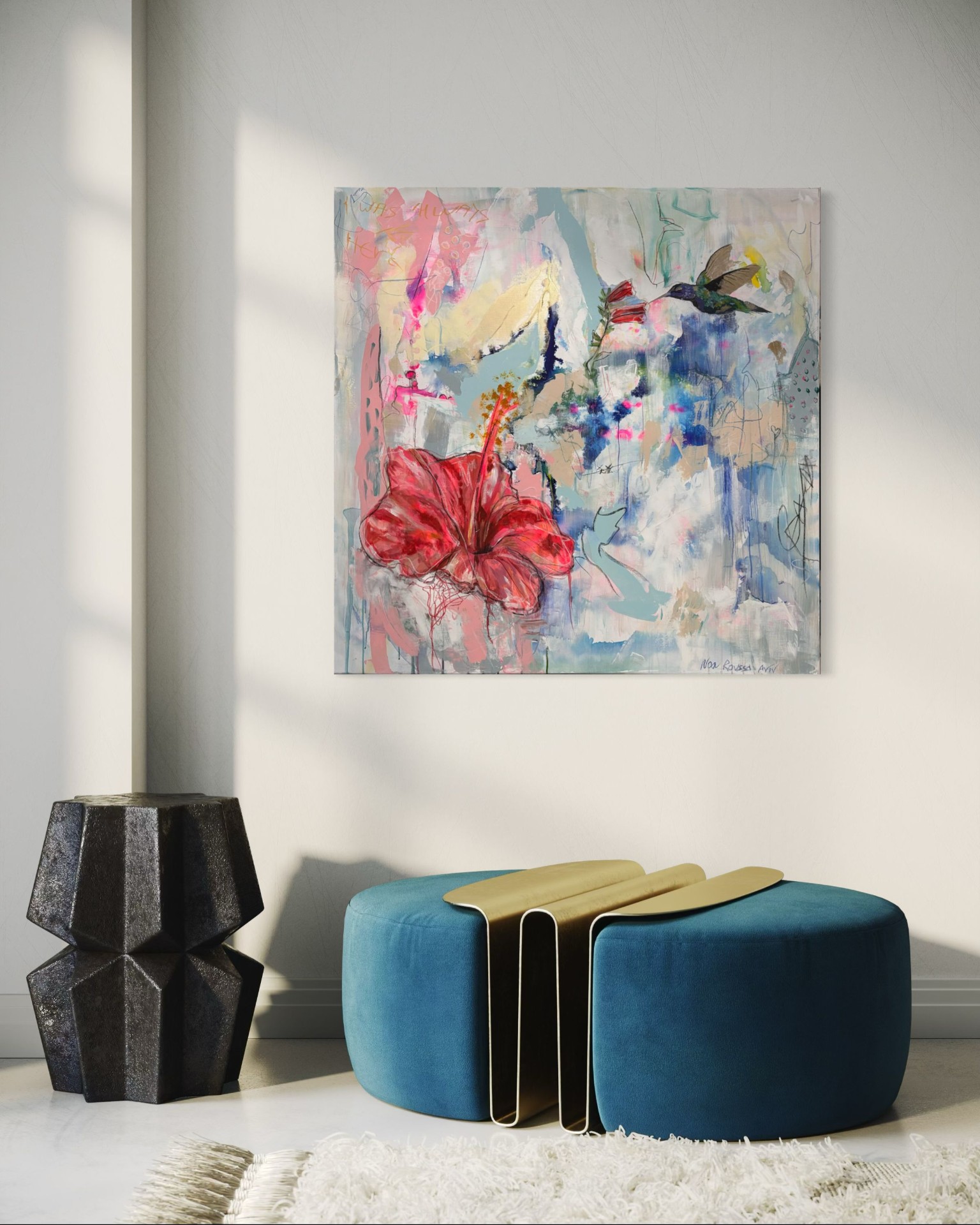 Late Bloomer displayed on a wall